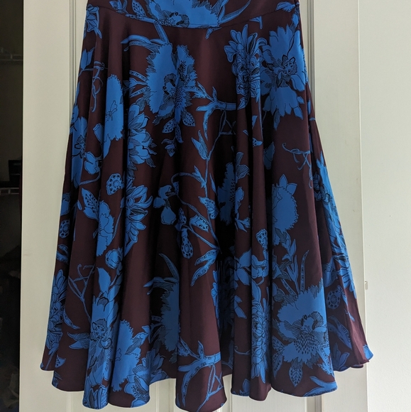 ME+EM Maxi Skirt Deep Cabernet Blue Scribble Floral Print Maxi Skirt Size 6 US - Picture 5 of 14